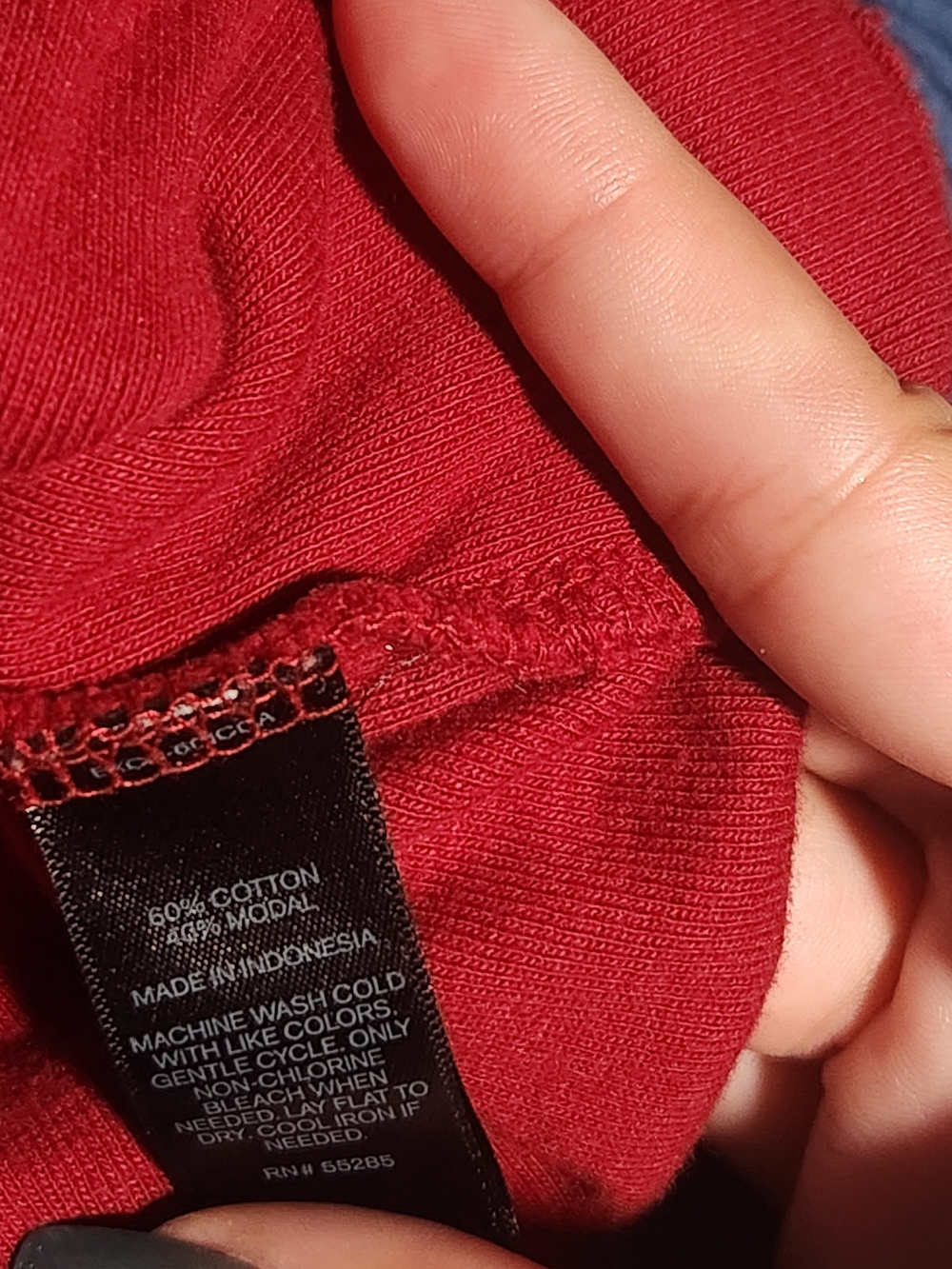 Women’s Red Long-Sleeve Ruffle Front Top - Picture 2 of 3